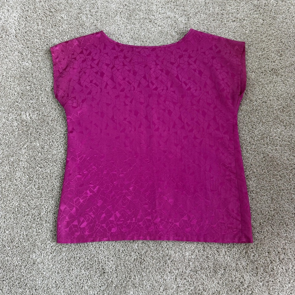 Vintage La Blouse Shirt Womens Large Pink Geometric Cap Sleeve Blouse Top